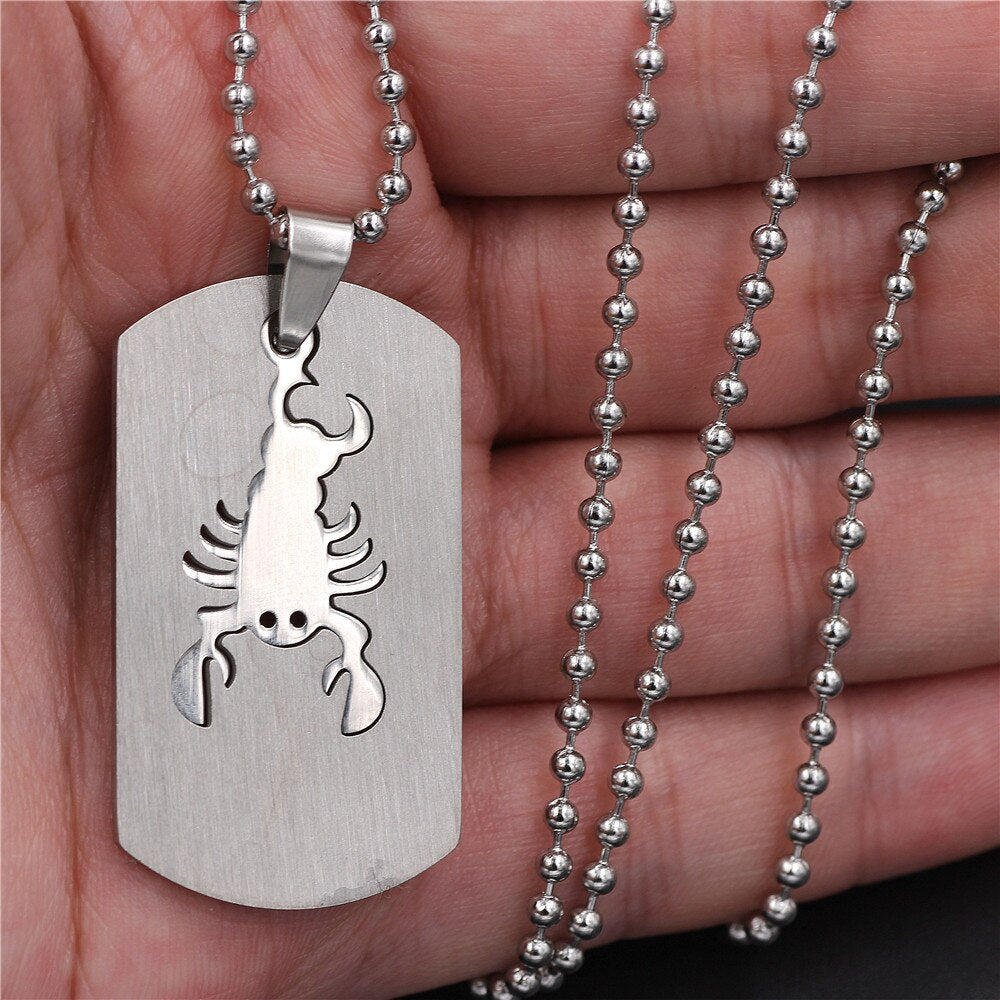 GO MAX  DGW Removable 12 constellation Pendant Necklace  -color Stainless Steel Men Chain Christian Zodiac Necklace Jewelry