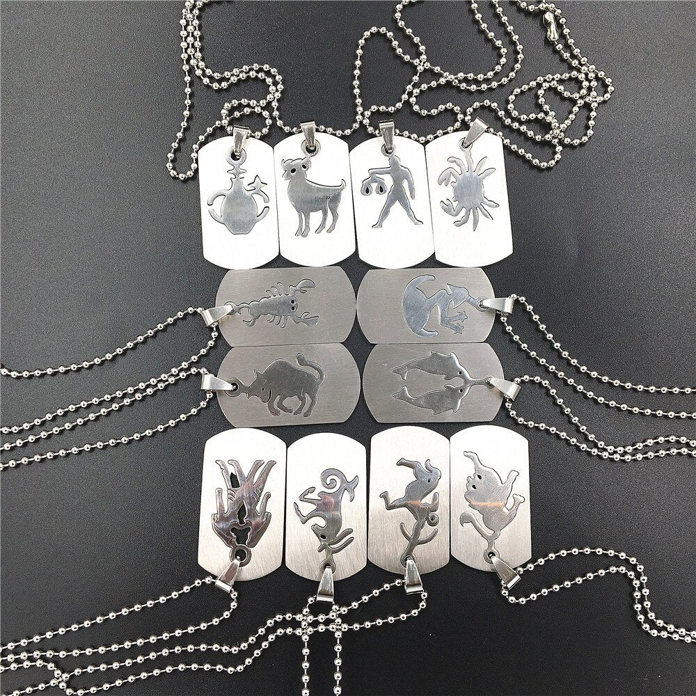 GO MAX  DGW Removable 12 constellation Pendant Necklace  -color Stainless Steel Men Chain Christian Zodiac Necklace Jewelry