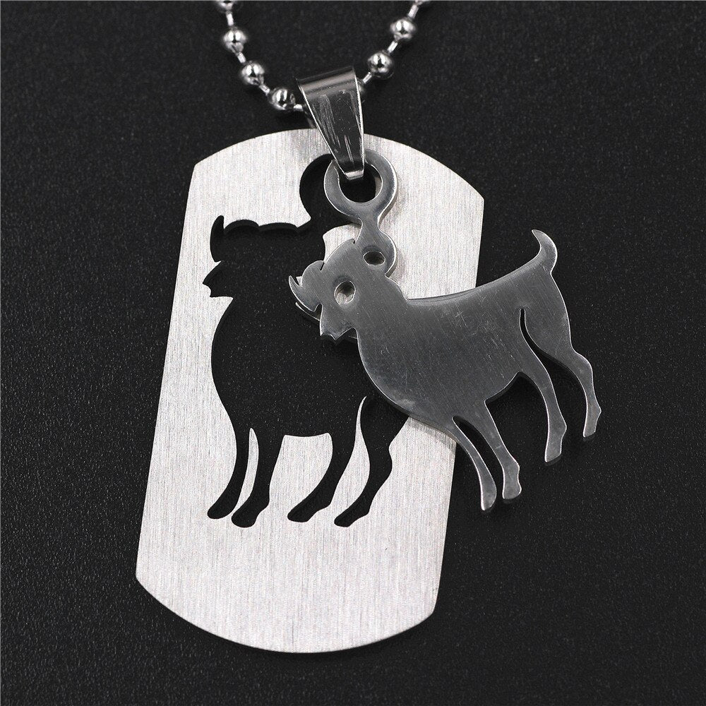 GO MAX  DGW Removable 12 constellation Pendant Necklace  -color Stainless Steel Men Chain Christian Zodiac Necklace Jewelry