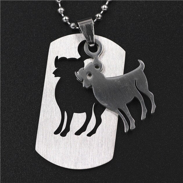 GO MAX  DGW Removable 12 constellation Pendant Necklace  -color Stainless Steel Men Chain Christian Zodiac Necklace Jewelry