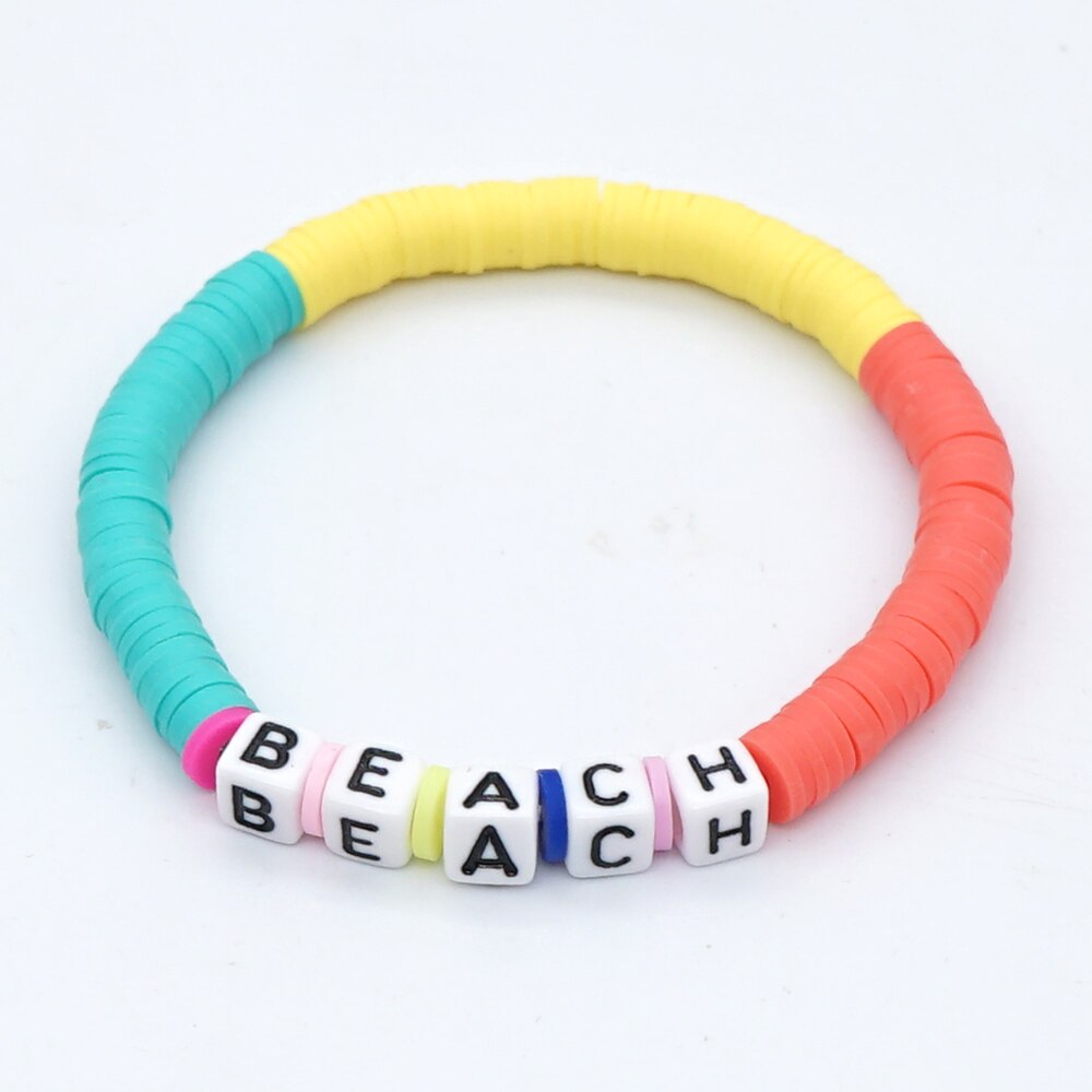GO2BOHO Heishi Beads Braclets Summer Beach  Jewelry 2021 Cute Fruit Bracelet Polymer Clay Bracelets For Women Letter Pulsera