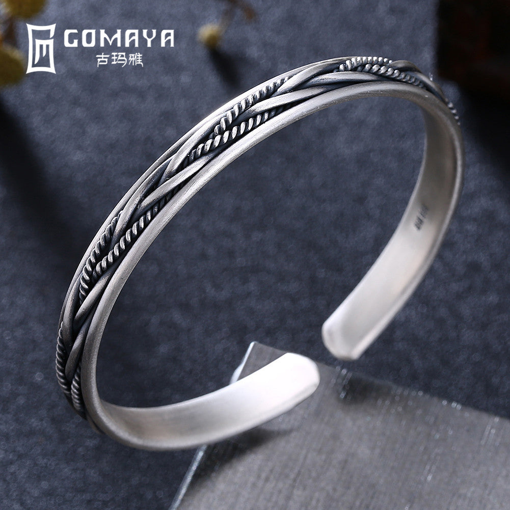 100% 999 Sterling Silver Multi-weaving Bangles for Women Fine Jewelry Charm Bracelets High Quality 2020 New Arrival