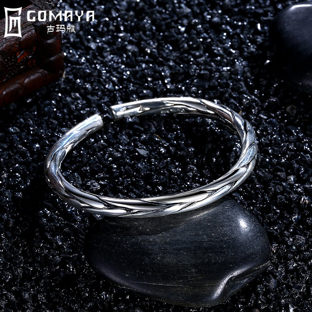 999 Sterling Silver Bracelets Bangles Female Open Bangles Luxury Fine Jewelry Classic Vintage Pulseira Gift for Women
