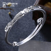 Genuine 999 Sterling Silver Fish Bangles for Women Ethnic Fine Accessories Jewelry Engagement Gift High Quality