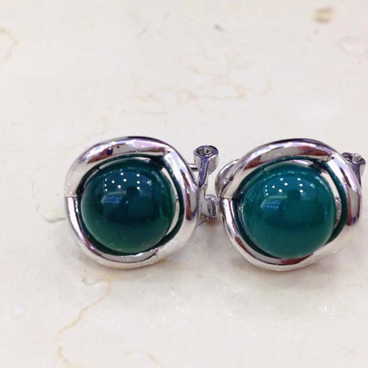 GQTORCH 925 Sterling Silver Clip Earrings For Women Natural Gemstone Garnet Ruby Red White Opal Green Agate Fine Jewelry