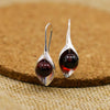GQTORCH 925 Sterling Silver Drop Earrings For Women With Beautiful Shell Pearl Red Garnet Green Chalcedony Earrings Ladies