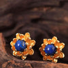 GQTORCH 925 Sterling Silver Flower Lotus Earrings China Wind Beautiful Art With Natural Lapis Lazuli And Pearls Fine Jewelry