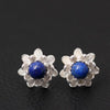 GQTORCH 925 Sterling Silver Flower Lotus Earrings China Wind Beautiful Art With Natural Lapis Lazuli And Pearls Fine Jewelry