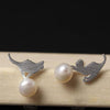 GQTORCH 925 Sterling Silver Personality Pearls Stud Earrings Cat Pl Ball Natural Pearls Jewelry For Women