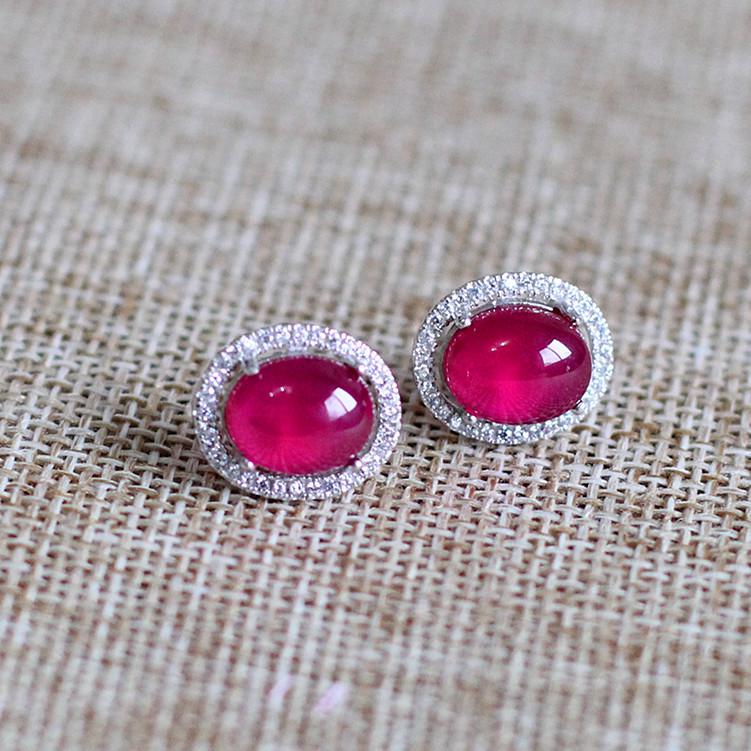 GQTORCH 925 Sterling Silver Red Ruby Woman Earrings Boucle D'oreille Femme 2020 High Quality Jewelry Bijoux Mariage