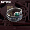 GQTORCH 925 Sterling Silver Rings For Women Inlaid Natural Malachite Stone Phoenix Tail Design Gemstone Rings Anel Feminino