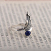 GQTORCH 925 Sterling Silver Rings For Women With Natural Stone Lapis And Red Onyx Opening Type Feather Rings Thai Silver Process