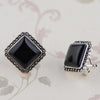 GQTORCH 925 Sterling Silver Vintage Earrings Square Shaped Inlaid Black Onyx Natural Stone Earrings 2020 High Quality Jewelry
