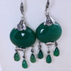 GQTORCH Natural Black Green Onyx Classic Tassels Earrings Real 925 Sterling Silver Jewelry Oorbellen Voor Vrouwen