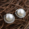 GQTORCH Natural Pearl Earrings Silver 925 Pearl With Shell Shaped Earrings For Women Pendientes Mujer Moda
