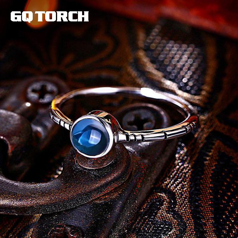 GQTORCH Natural Stone Blue Topaz 925 Sterling Silver Rings For Women Small Fresh Simple Elegant Fine Jewelry Ladies Wholesale