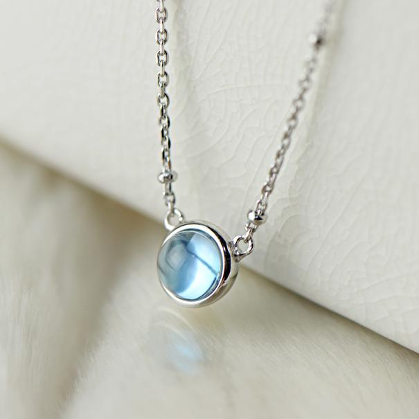 GQTORCH Necklaces & Pendants Elegant 925 Sterling Silver Choker Necklace For Women With Simple Round Natural Topaz Pendant