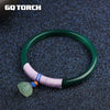 GQTORCH Original Handmade Emerald Chalcedony Bracelets Bangles For Women With Green Jade Lotus Bohhda Jewelry Accessories