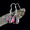 GQTORCH Vintage Ruby Jewelry 925 Sterling Silver Drop Earrings Hooks Hollow Flower Deisgn Natural Gemstone Brincos 2020