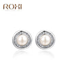 GS Women Earrings Pearl Ball Rose Gold Color Round Shape AAA Zircon Women Girls Simple brincos christmas gifts Jewelry