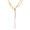 GSOLD Boho Thick Link Chain Stitching Pink Crystal Claw Chain Tassel Necklace Enamel Leaf Charm Women Multi-Layered Jewelry