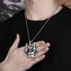 GUCY Animal Gorilla Pendant Necklace With Tennis Chain Silver Color Charm Bling Cubic Zircon Men's Hip Hop Rock Jewelry