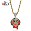 GUCY Hip Hop Clown Pendant Necklace Iced Out Cubic Zircon  Saw Horror Movie Theme Necklaces Men's Charm Gifts