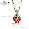 GUCY Hip Hop Clown Pendant Necklace Iced Out Cubic Zircon  Saw Horror Movie Theme Necklaces Men's Charm Gifts