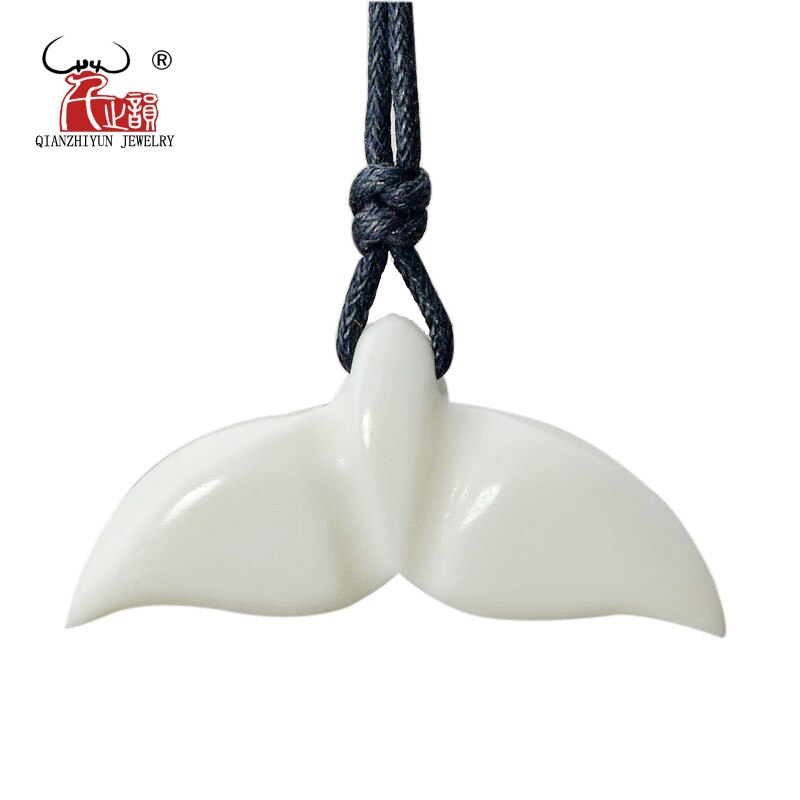 GX038 Zealand Maori jewelry hand-carved yak bone fish's tail pendant Primitive tribes totem amulet Hawaii pendant for gift