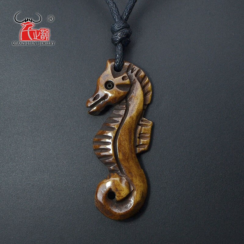 GX082 Natural yak bone sea horse necklace original personality necklace men hippocampus pendant handmade jewelry for gift