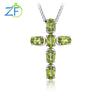 GZ ZONGFA Selling Trendy Jewelry Natural Peridot 925 Sterling Silver Cross Women Wedding Chain Necklace