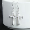 GaaBou Long Hanging Fine Earrings Hooks Dangle Drop Pendants Accessorie Cross 925 Stamp Silver Color Women's Christmas Jewelry