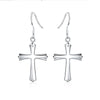 GaaBou Long Hanging Fine Earrings Hooks Dangle Drop Pendants Accessorie Cross 925 Stamp Silver Color Women's Christmas Jewelry