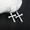 GaaBou Long Hanging Fine Earrings Hooks Dangle Drop Pendants Accessorie Cross 925 Stamp Silver Color Women's Christmas Jewelry