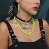 Gaku Exaggerated Punk Geometric Lock Mixed Necklace Hip Hop Street Gothic Fluorescent Hollow Chain Necklace