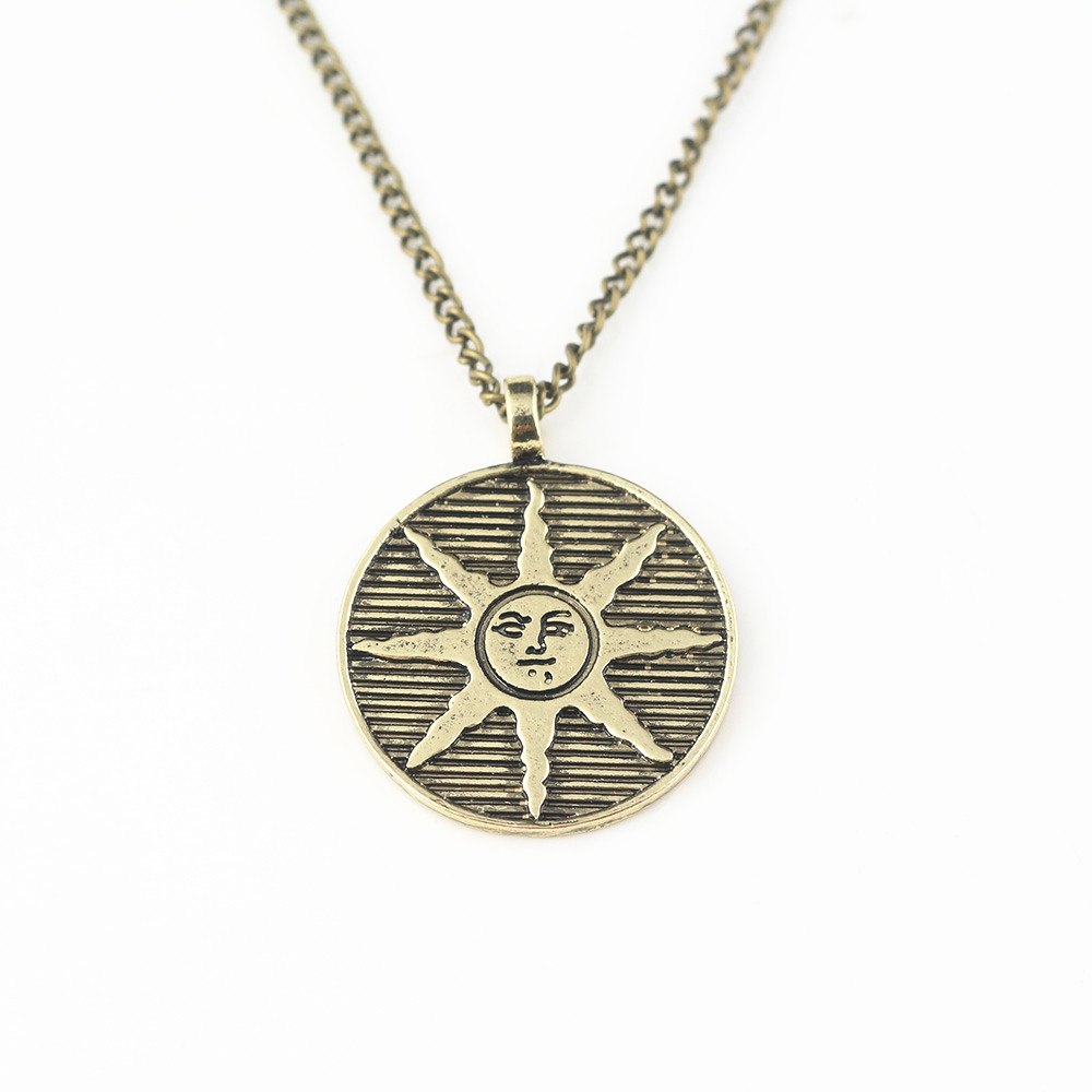 Game Dark Souls Necklace Sun Flower Unique Design Pendant Retro Long Chain Men's and Women's Fine Jewelry Gifts