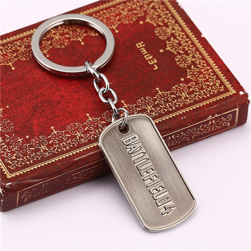 Game Jewelry Battlefield 4 Necklace Letter Logo Dog Tag Metal Beads Key Chain Holder Pendant Choker Kolye Chaveiro Men Gift Clef