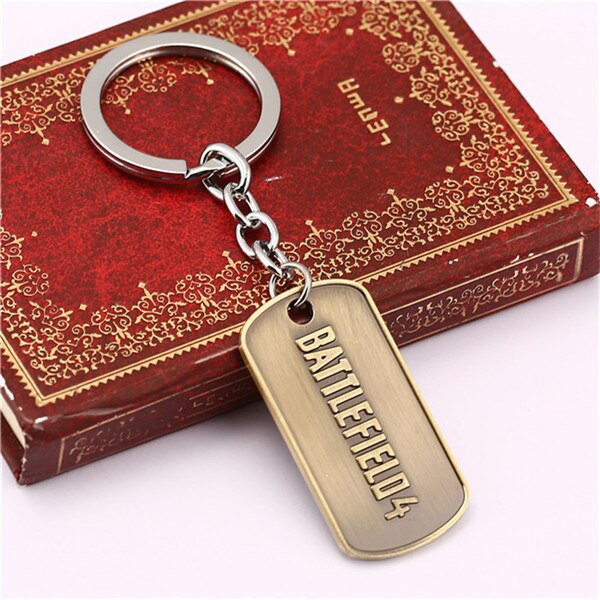 Game Jewelry Battlefield 4 Necklace Letter Logo Dog Tag Metal Beads Key Chain Holder Pendant Choker Kolye Chaveiro Men Gift Clef
