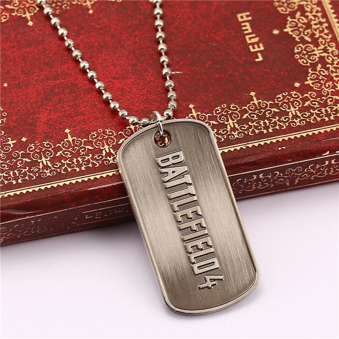 Game Jewelry Battlefield 4 Necklace Letter Logo Dog Tag Metal Beads Key Chain Holder Pendant Choker Kolye Chaveiro Men Gift Clef