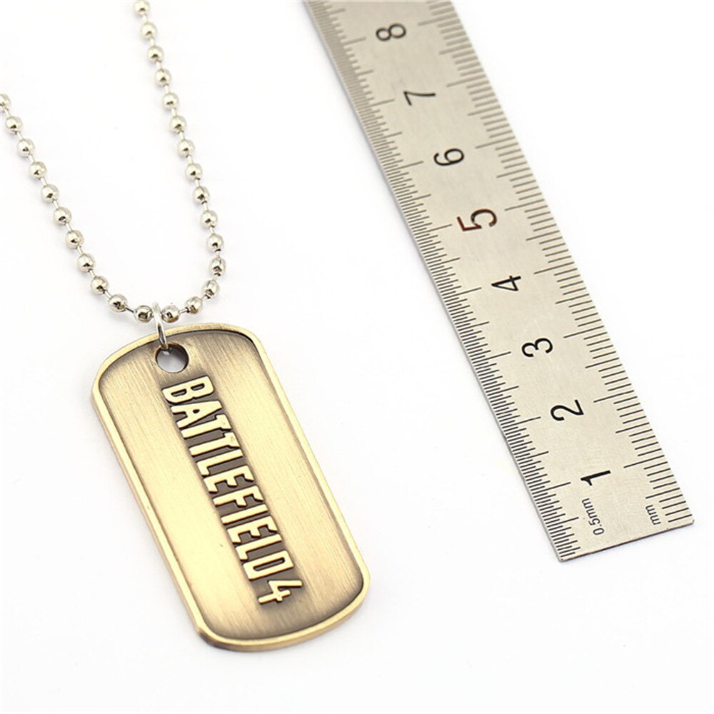 Game Jewelry Battlefield 4 Necklace Letter Logo Dog Tag Metal Beads Key Chain Holder Pendant Choker Kolye Chaveiro Men Gift Clef