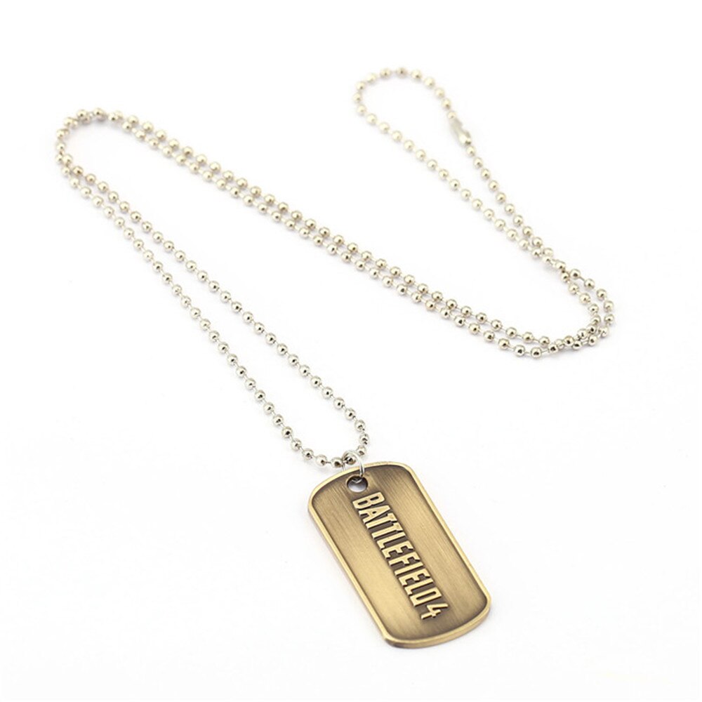Game Jewelry Battlefield 4 Necklace Letter Logo Dog Tag Metal Beads Key Chain Holder Pendant Choker Kolye Chaveiro Men Gift Clef