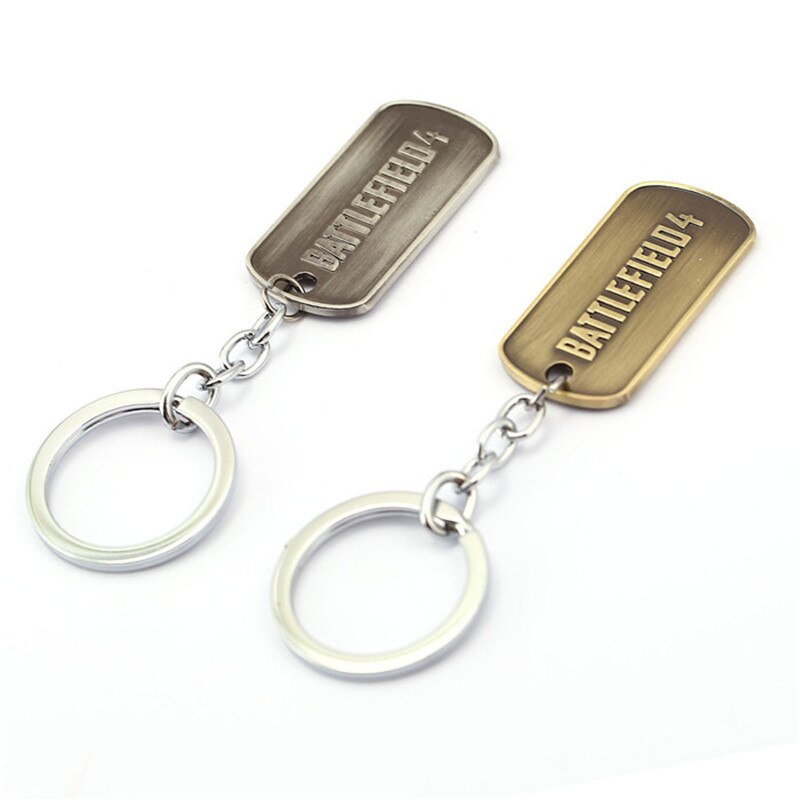 Game Jewelry Battlefield 4 Necklace Letter Logo Dog Tag Metal Beads Key Chain Holder Pendant Choker Kolye Chaveiro Men Gift Clef