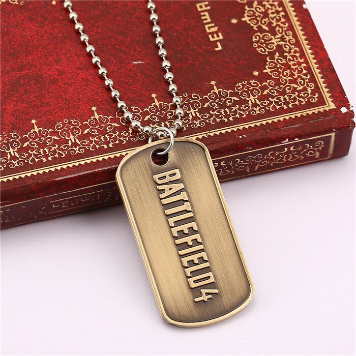 Game Jewelry Battlefield 4 Necklace Letter Logo Dog Tag Metal Beads Key Chain Holder Pendant Choker Kolye Chaveiro Men Gift Clef