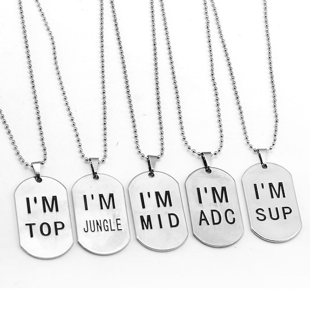 Game League of LOL Necklace Legend Dog Tag Stainless Steel Metal Bead Chain Pendant Men Women Necklaces Jewelry Accessories