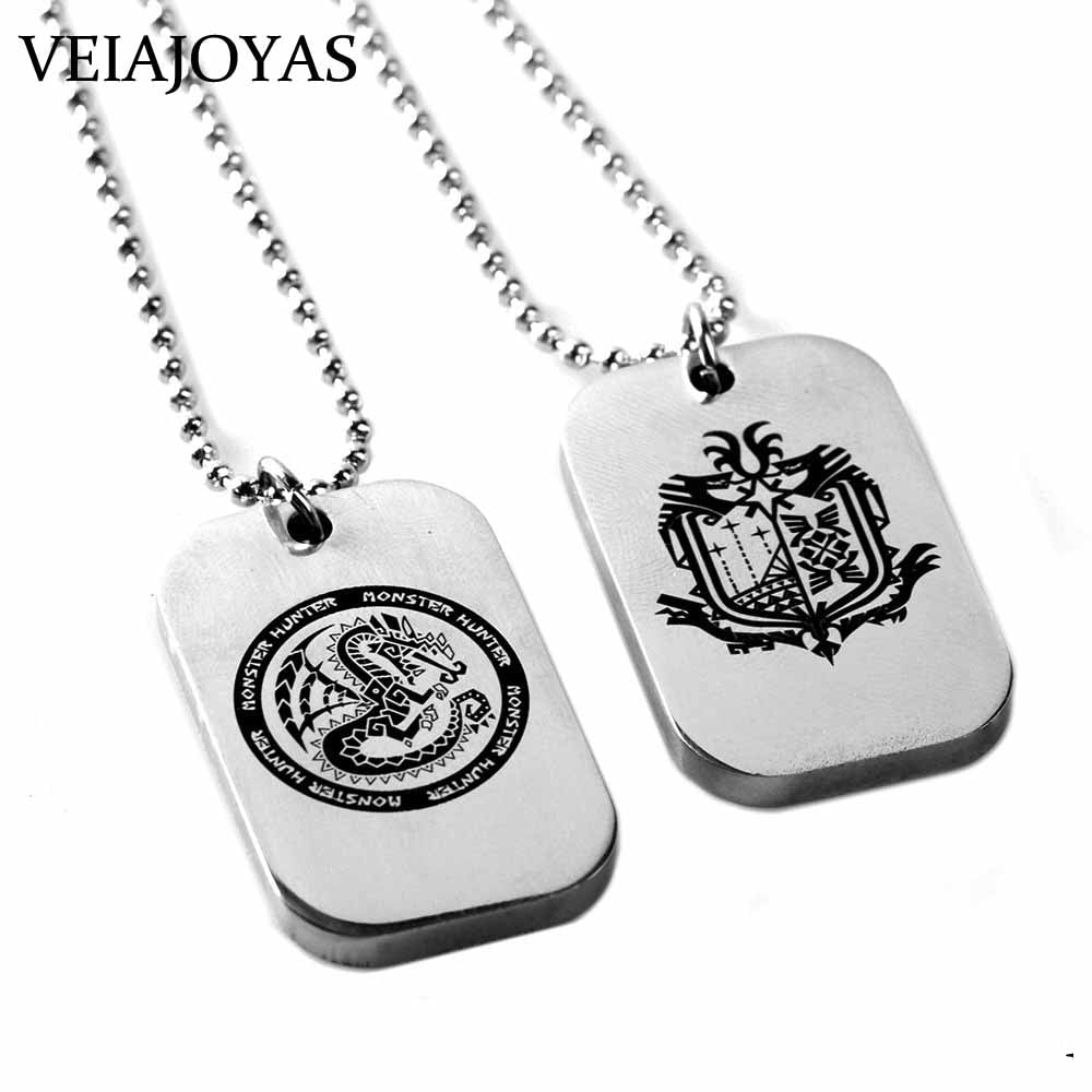 Game Monster Hunter Necklace Nergigante Guild Logo Pendant collares Necklaces Stainless Steel Charm Keychain Jewelry Accessories