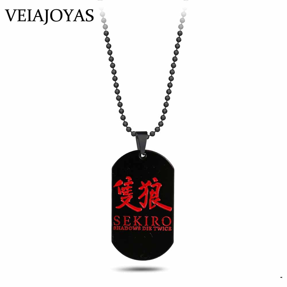 Game SEKIRO Shadows Die Twice Pendant Necklace Death Logo Dog Tag Alloy Choker Necklaces Keychain Gifts Jewelry for Mens collare
