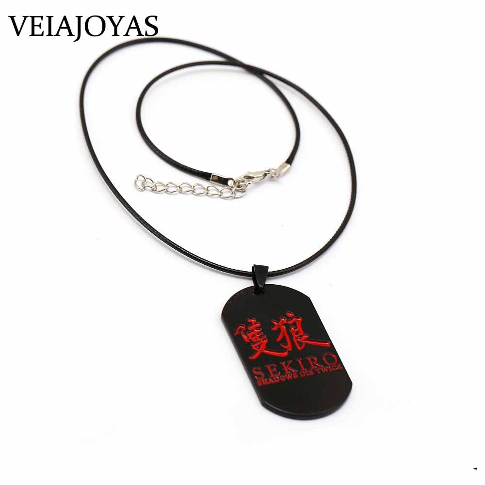 Game SEKIRO Shadows Die Twice Pendant Necklace Death Logo Dog Tag Alloy Choker Necklaces Keychain Gifts Jewelry for Mens collare