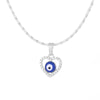 Gargantilla con colgantes en forma de corazón para mujer, azul plateado Collar de plata, esmalte de ojo malvado, joyería de Glamour al por mayor
