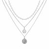 Gargantilla multicapa con cadena de monedas para mujer, collar de perlas de Color dorado y plateado, colgante con retrato de moda, joyería para mujer