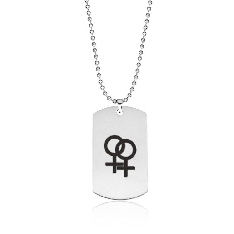 Gay Flag Stainless Steel Army Tag Lovers Pendant Necklace Pride LGBT Gay Lesbian Logo Dog Tag Necklace Punk Jewelry YMCA